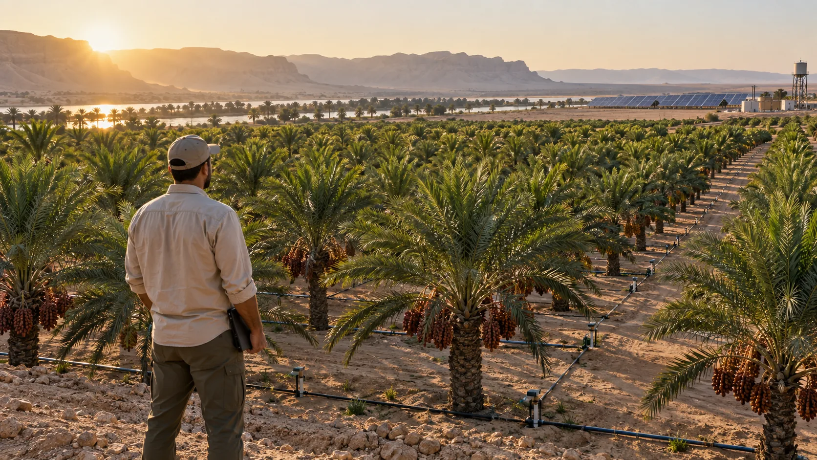 Modern date palm farm in an Egyptian agricultural landscape